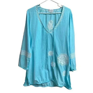 Mud Pie Boho Bap Lady Embroidered Tunic Lightweight Blouse Size Medium